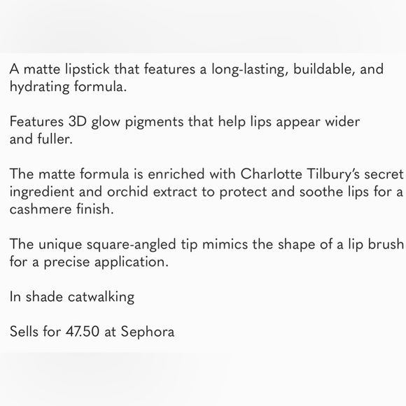 Charlotte Tilbury Lipstick Matte Revolution in “Catwalking” full size - Picture 3 of 3